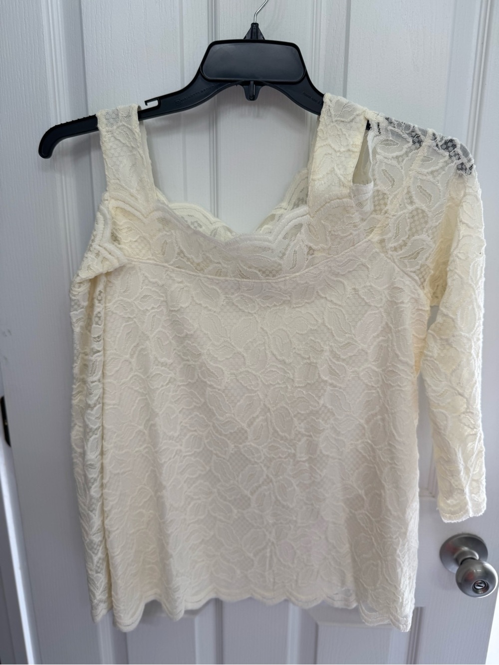 Chico's Cream Lace Long-Sleeve Layered Top